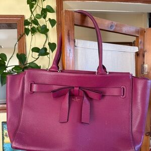Kate Spade Joley plum pebbled leather tote bag.
